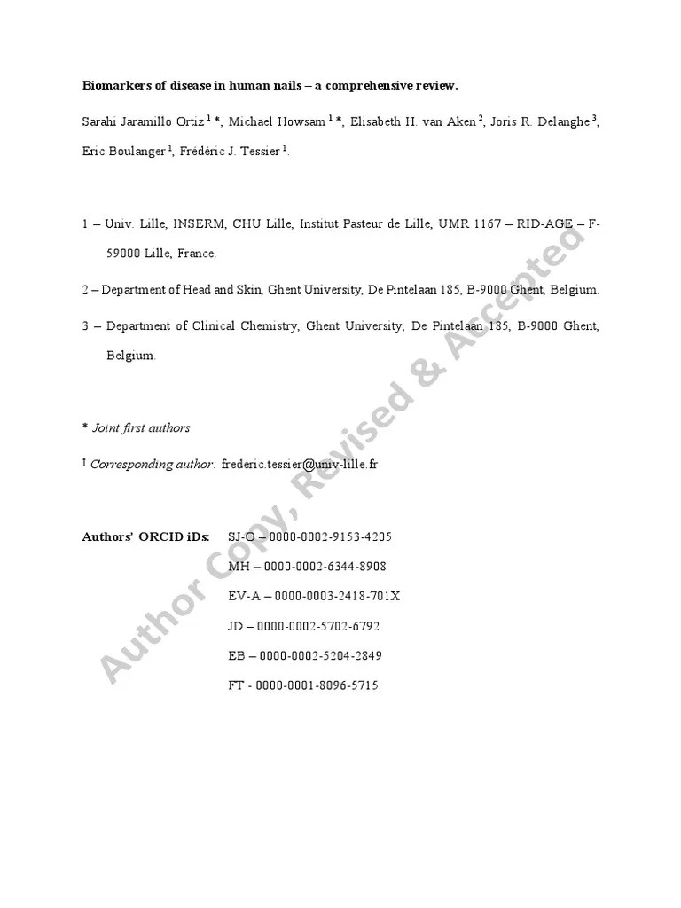 Tessier Critical Reviews in Clinical Laboratory Sciences NAILS PDF
