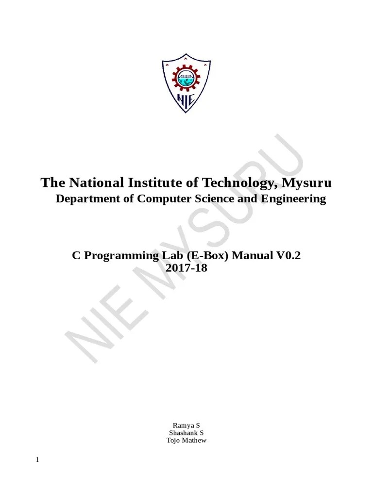 C Programming Lab Manual (201819) V0.2 PDF Variance Matrix