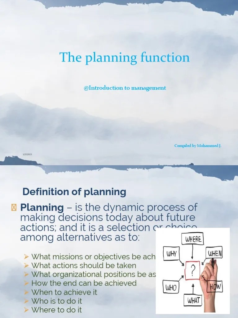 Planning Function PDF Goal Policy