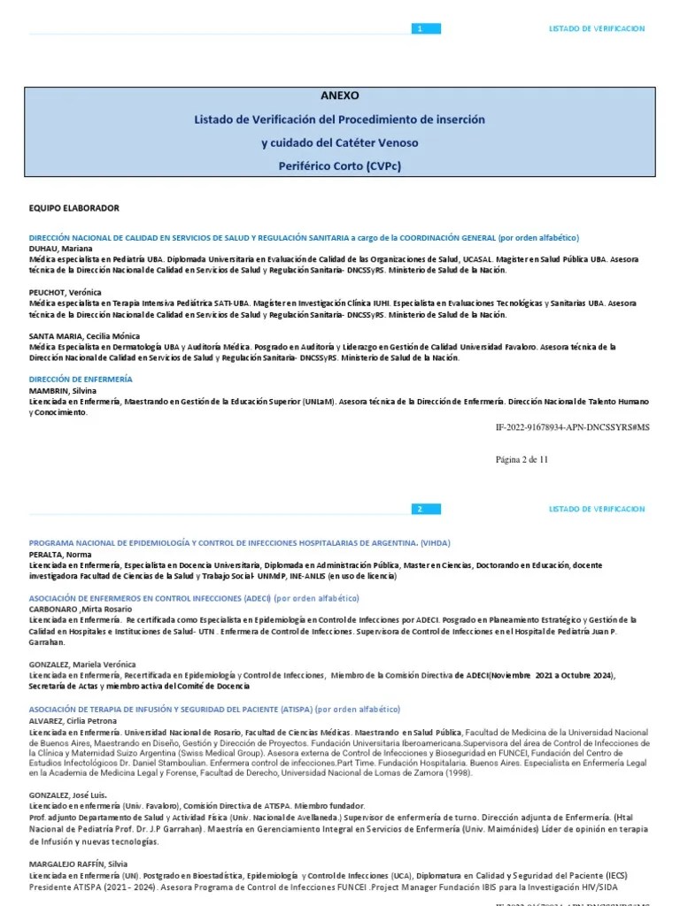 Lista Verificacion CVP PDF Enfermería Cuidado de la salud