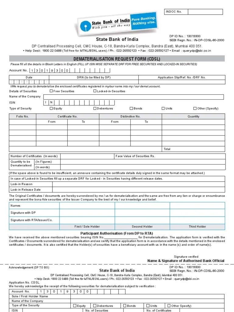 Dematerialisation Request Form Securities (Finance) Securities
