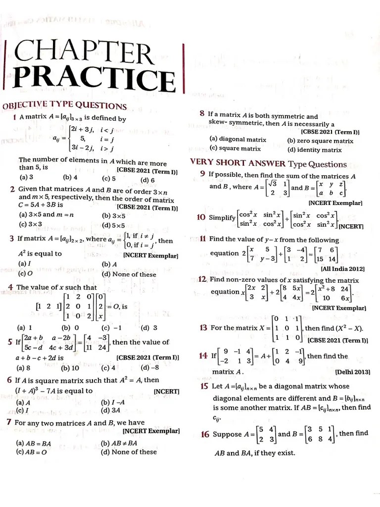 Class Xii Maths Assignment PDF