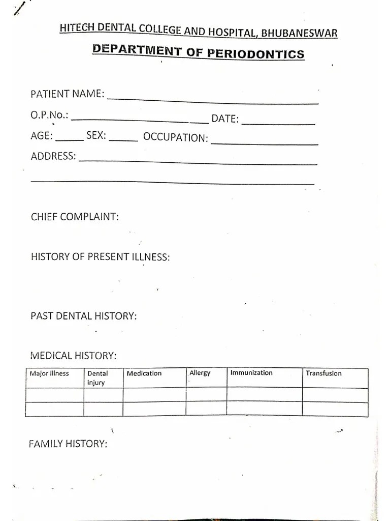 Perio Case history sheet PDF