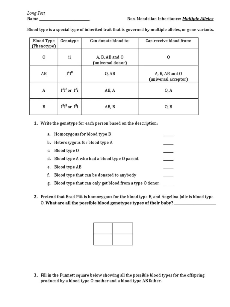 Blood Types Worksheet | PDF