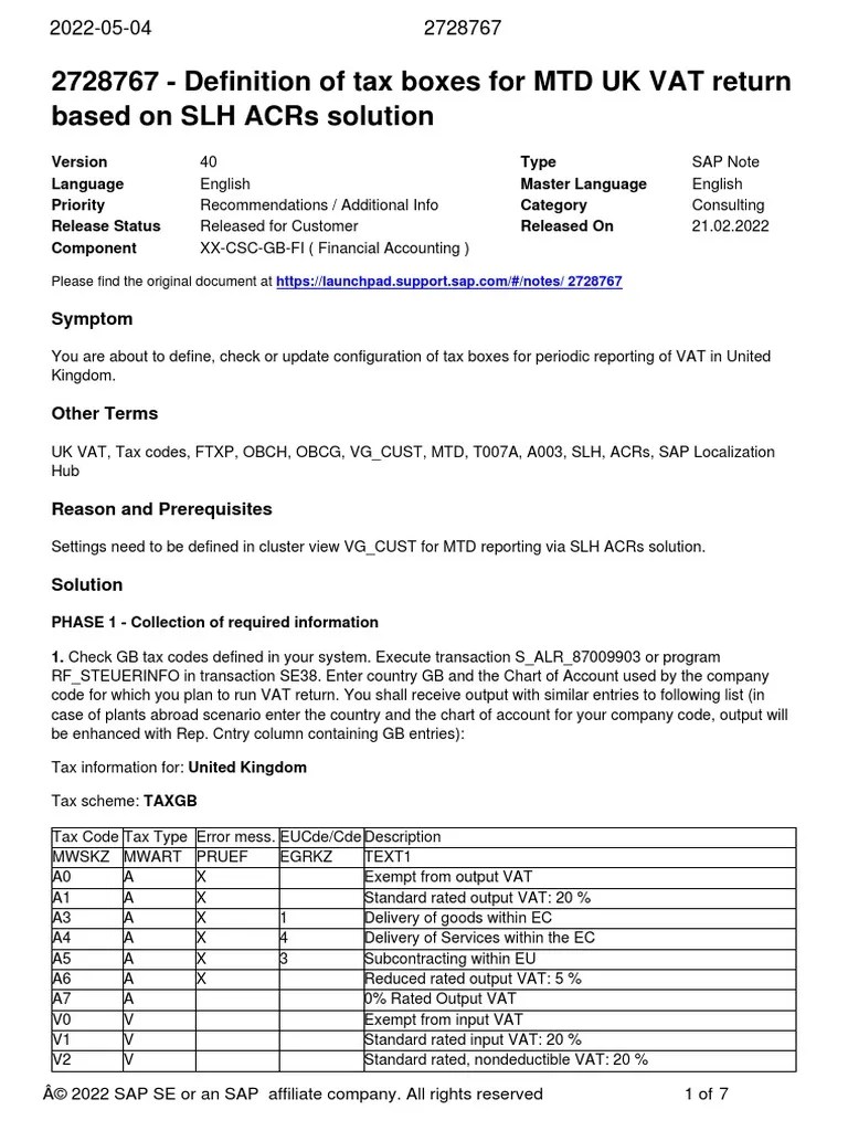 Definition of Tax Boxes For MTD UK VAT PDF Value Added Tax Taxes