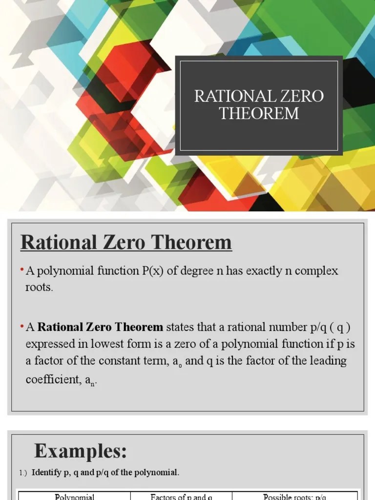 Rational Zero Theorem PDF