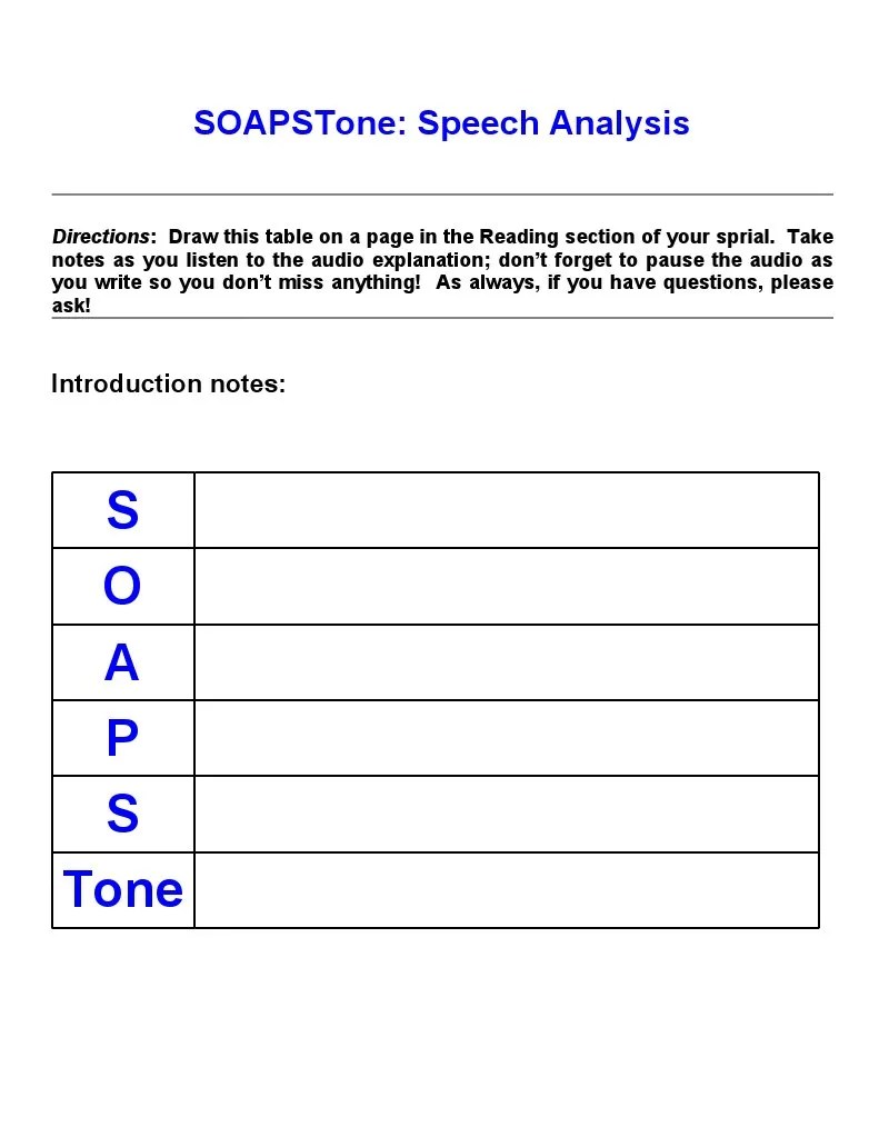 Soapstone Notes Template PDF