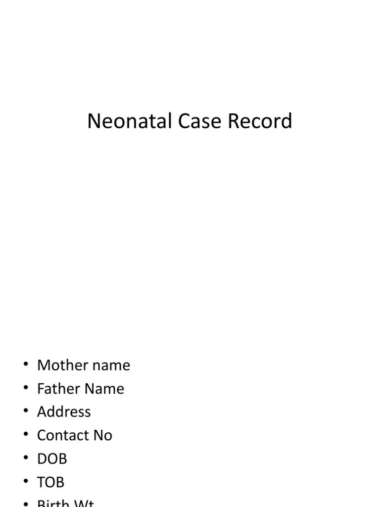 Neonatal Case Record PDF