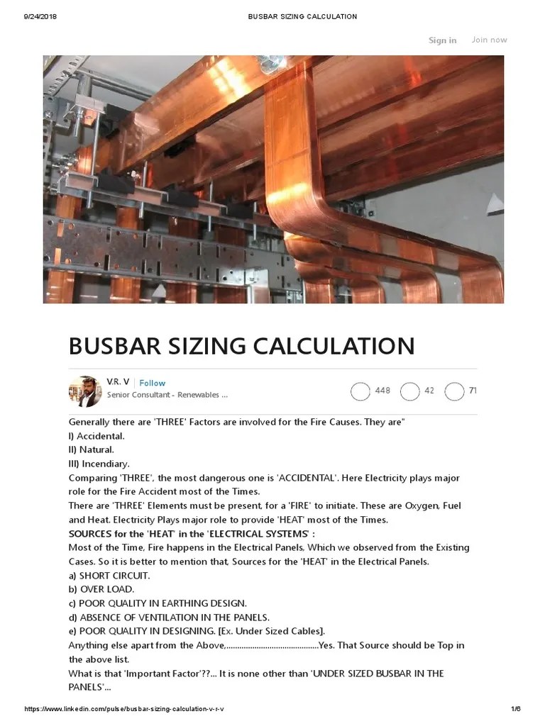 Busbar Sizing Calculation PDF Insulator (Electricity) Consultant
