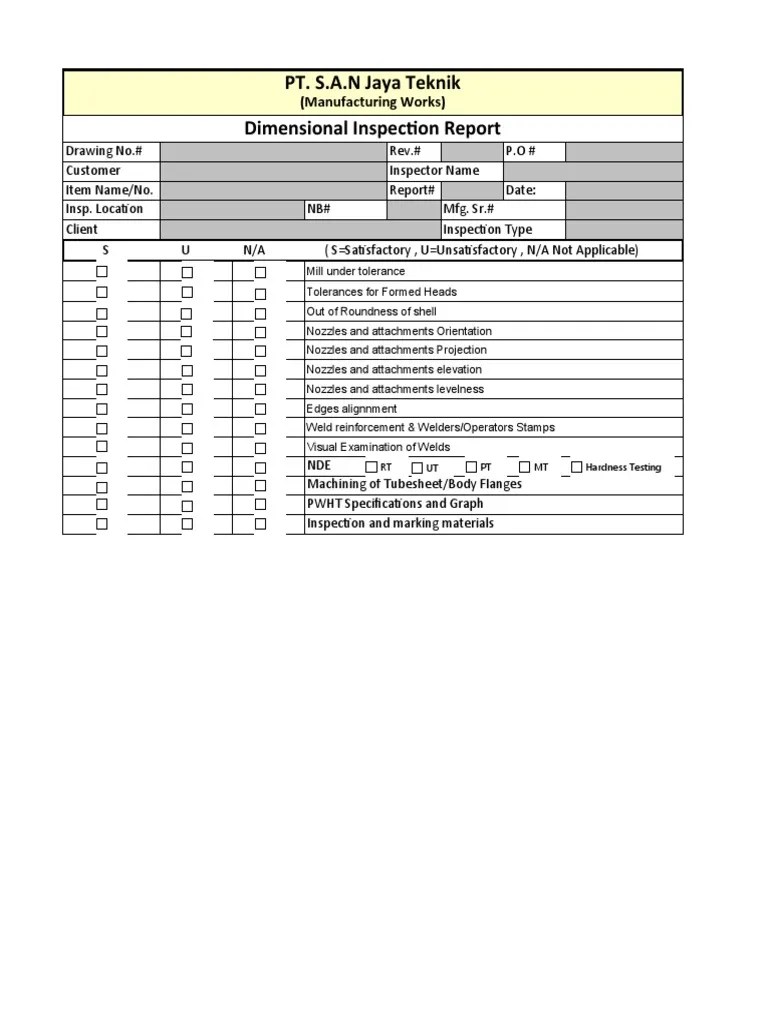Dimensional Inspection Report PDF