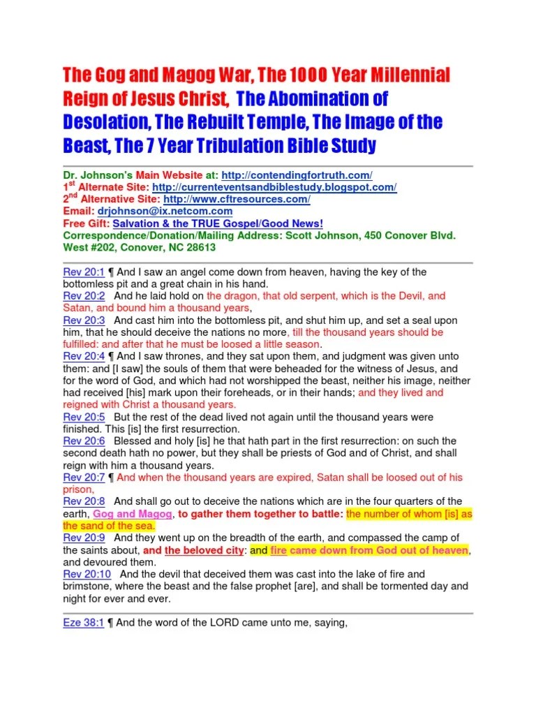 Gog and Magog War The Millennium Abomination of Des. Rebuilt Temple