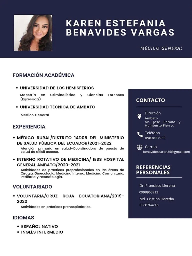 CV. MD. Karen Benavides PDF
