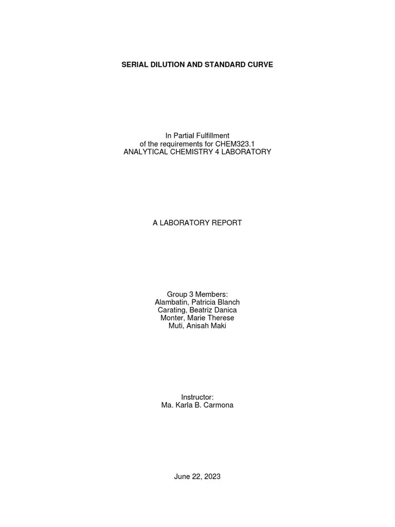 02 Serial Dilution (LAB REPORT) PDF Errors And Residuals