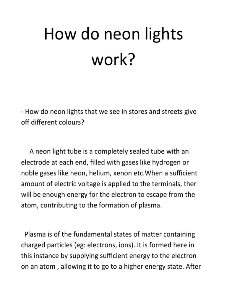 How Do Neon Lights Work PDF