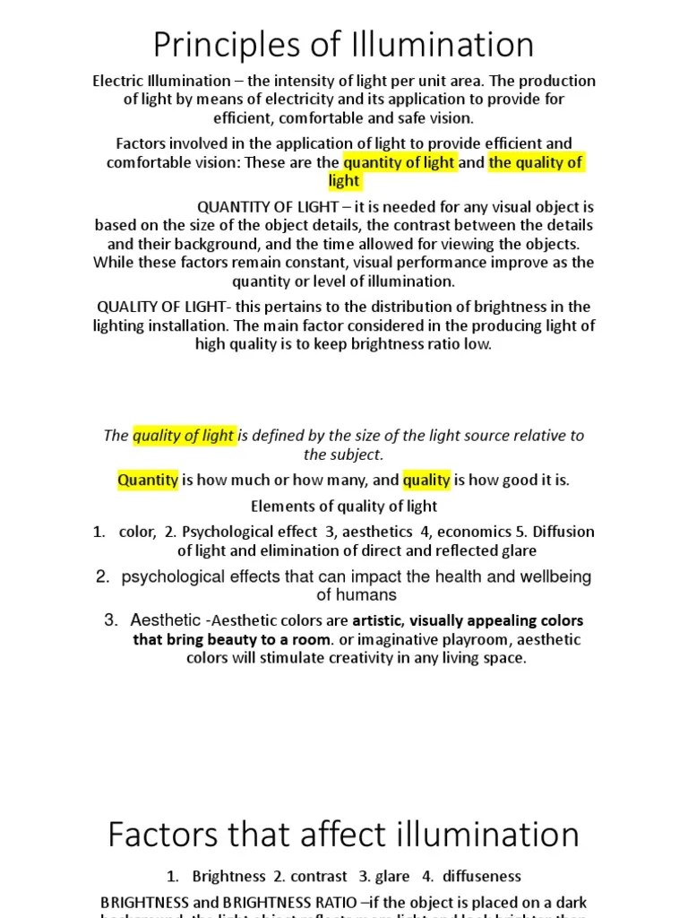 Introduction Principles of Illumination PDF Lighting Contrast (Vision)