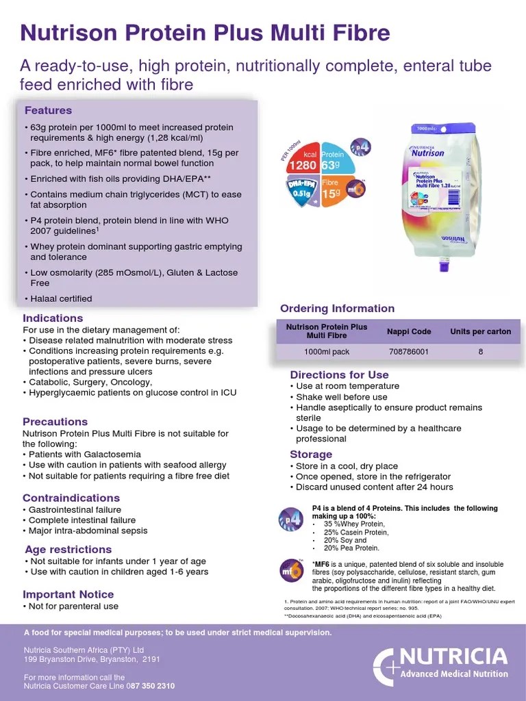 Nutrison Protein Plus Multi Fibre 1L Fact Sheet FC PDF Dietary Fiber Diet & Nutrition