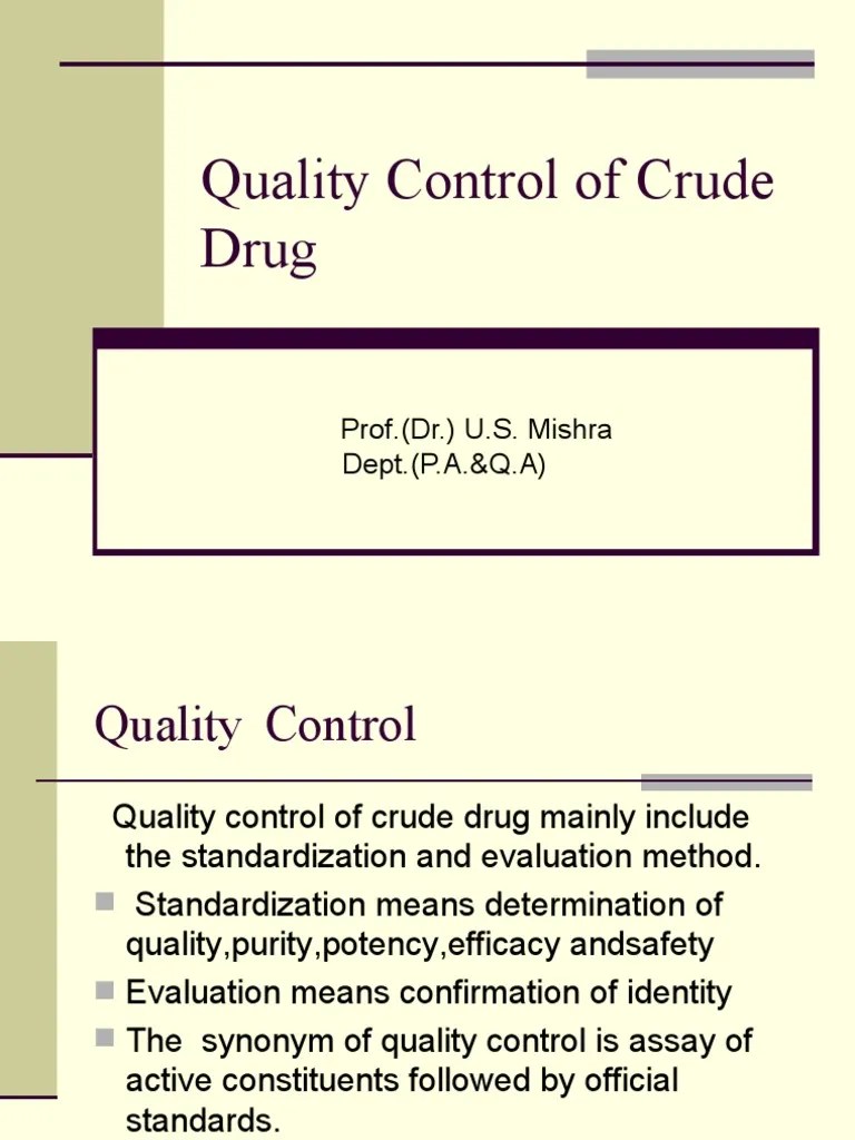 Quality Control of Crude Drug PDF Filtration Solubility