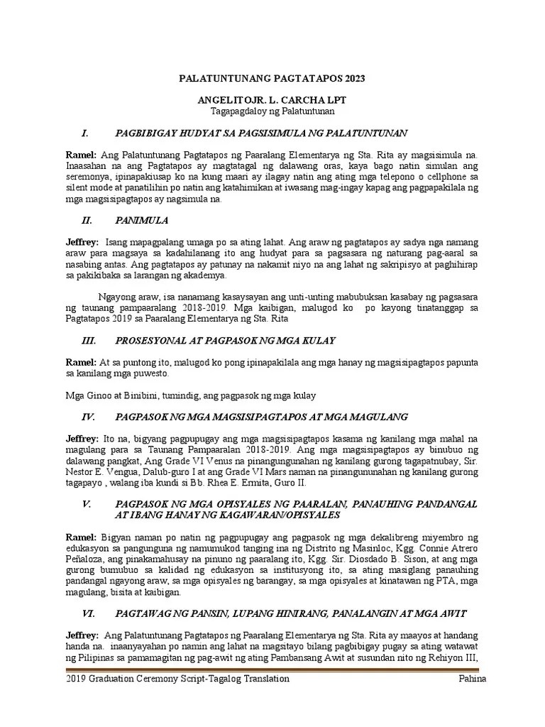 Master of Ceremony Graduation Filipino PDF