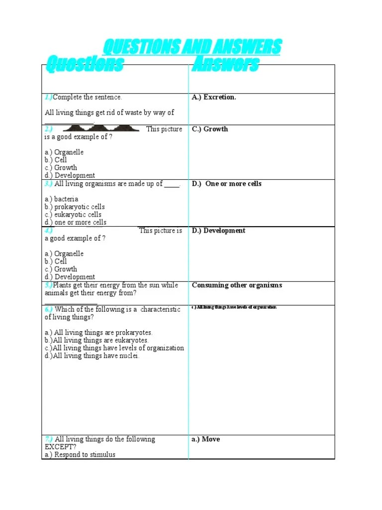 Questions and Answers For Biology | PDF
