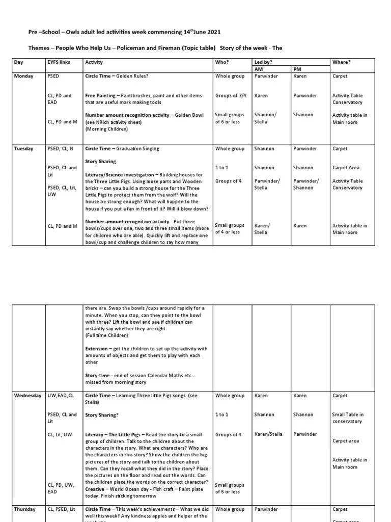 Planning Week Commencing 14.6.21 PDF