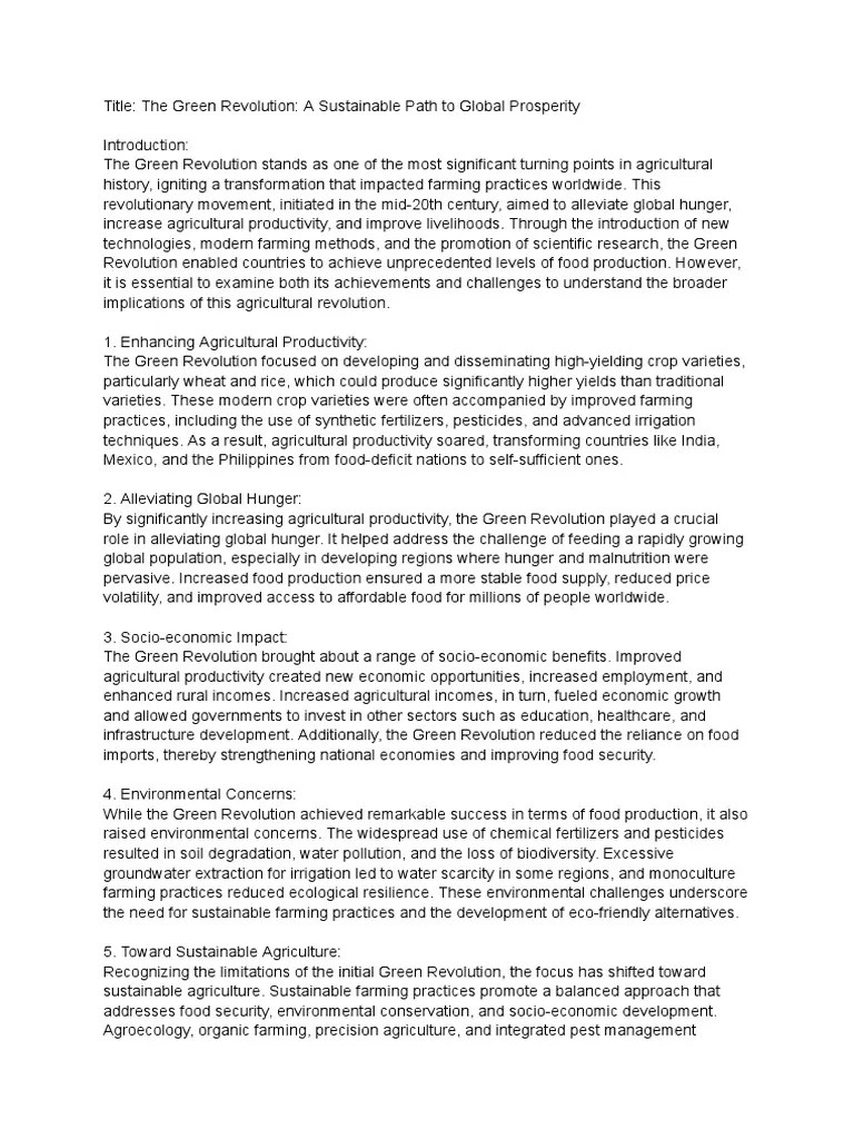 Green Revolution PDF Agriculture Green Revolution