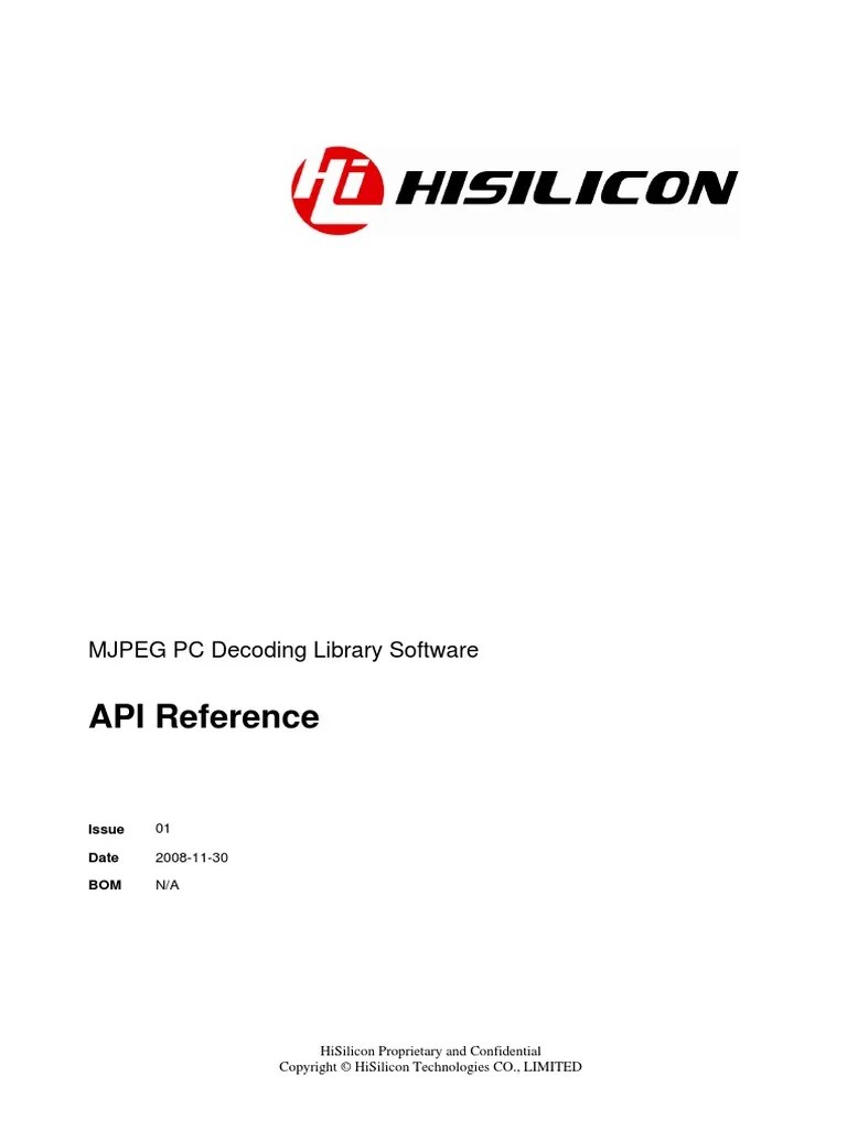 MJPEG PC Decoding Library Software API Reference PDF Library Microsoft Windows
