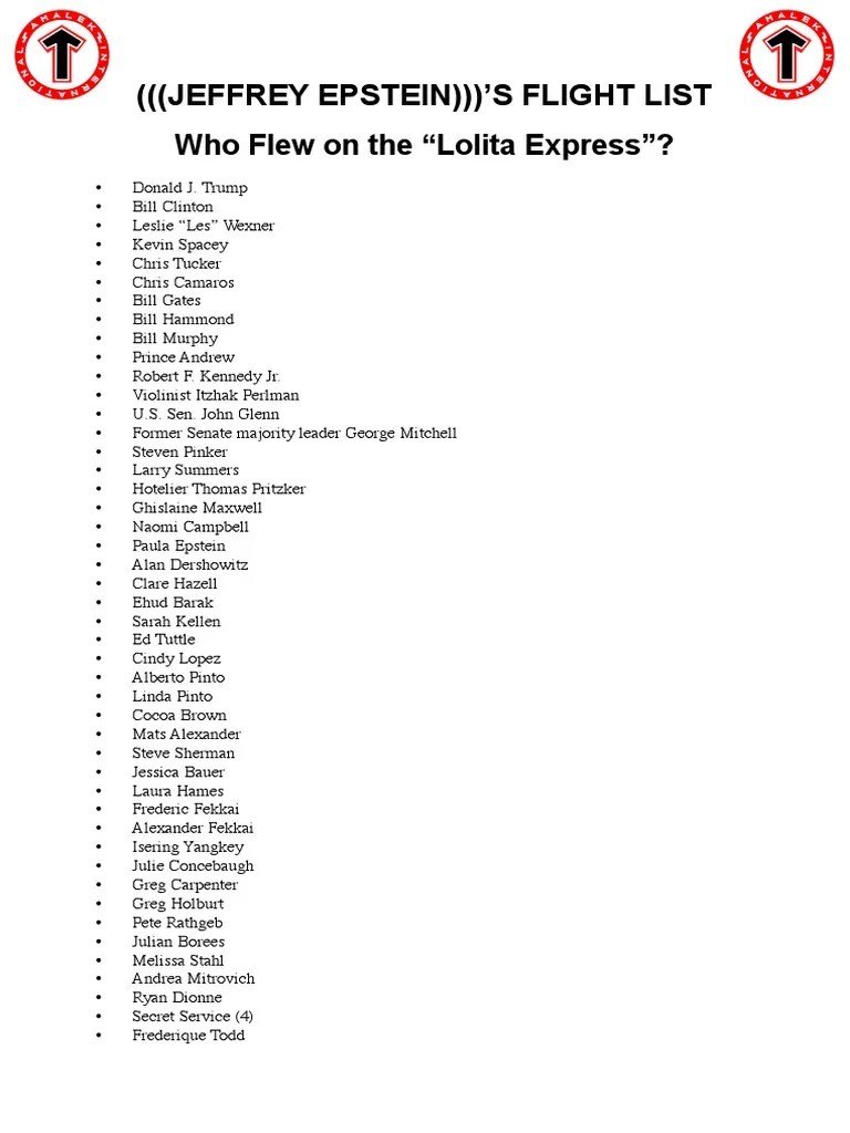 Jeffrey Epstein) ) ) 'S Flight List PDF
