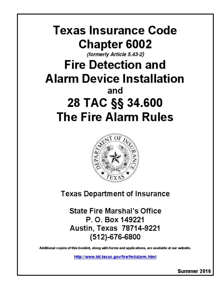 TX Alarm Statutes Summer 2016 PDF Insurance Justice