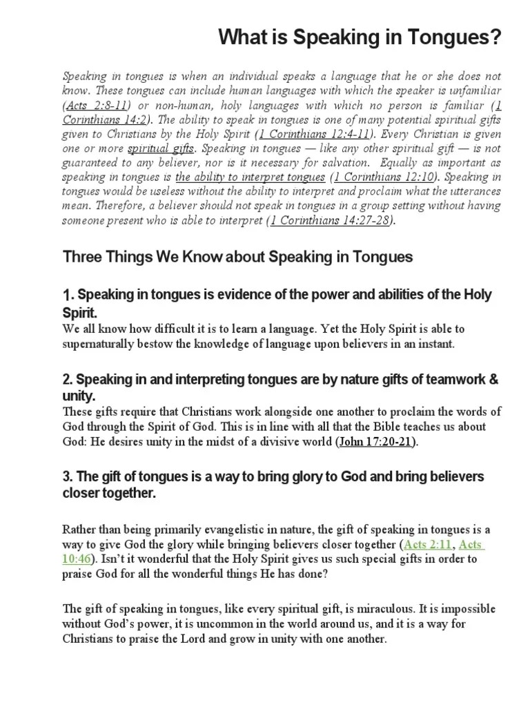 What Is Speaking in Tongues PDF