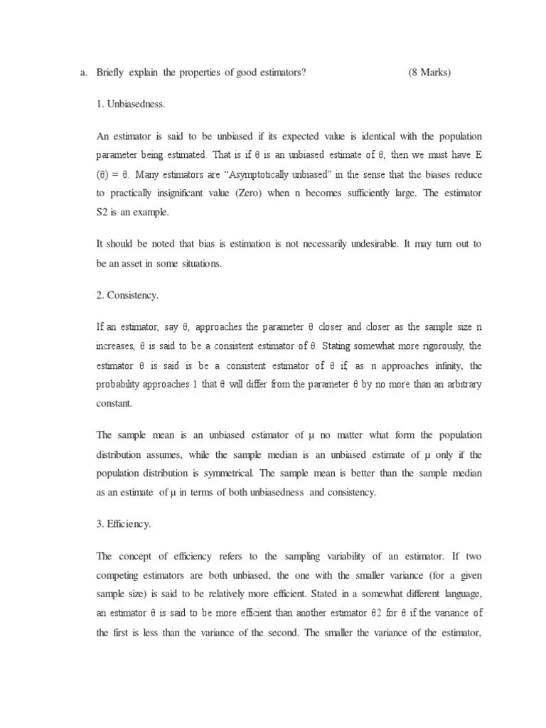 Briefly Explain The Properties of Good Estimators PDF Estimator
