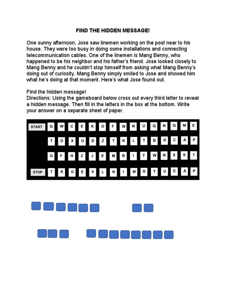 Discover the Hidden Message Game PDF
