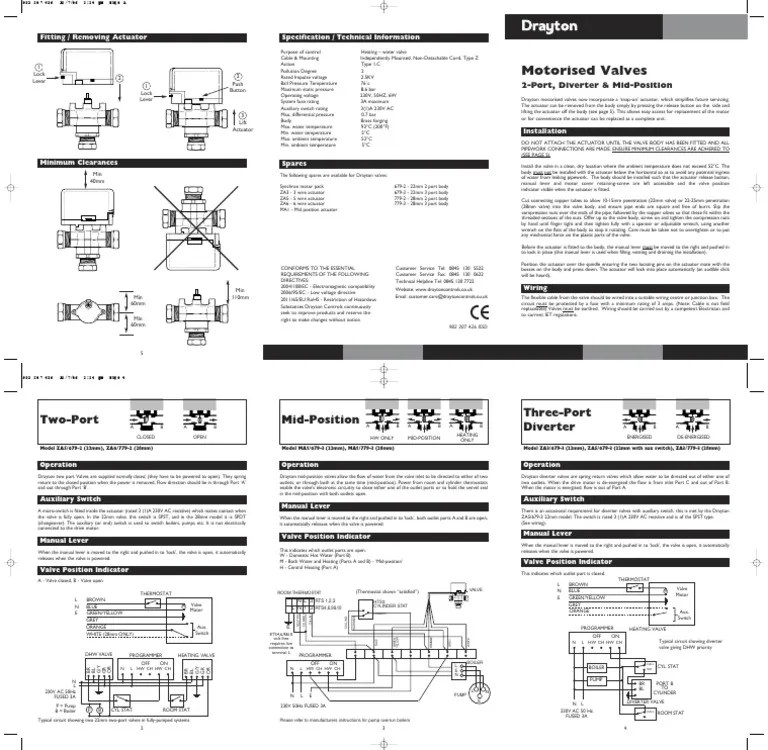 Drayton Motorised Valve Installer Guide Download Free PDF Switch