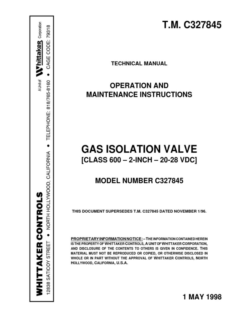 Gas Isolation Valve: Operation and Maintenance Instructions | PDF