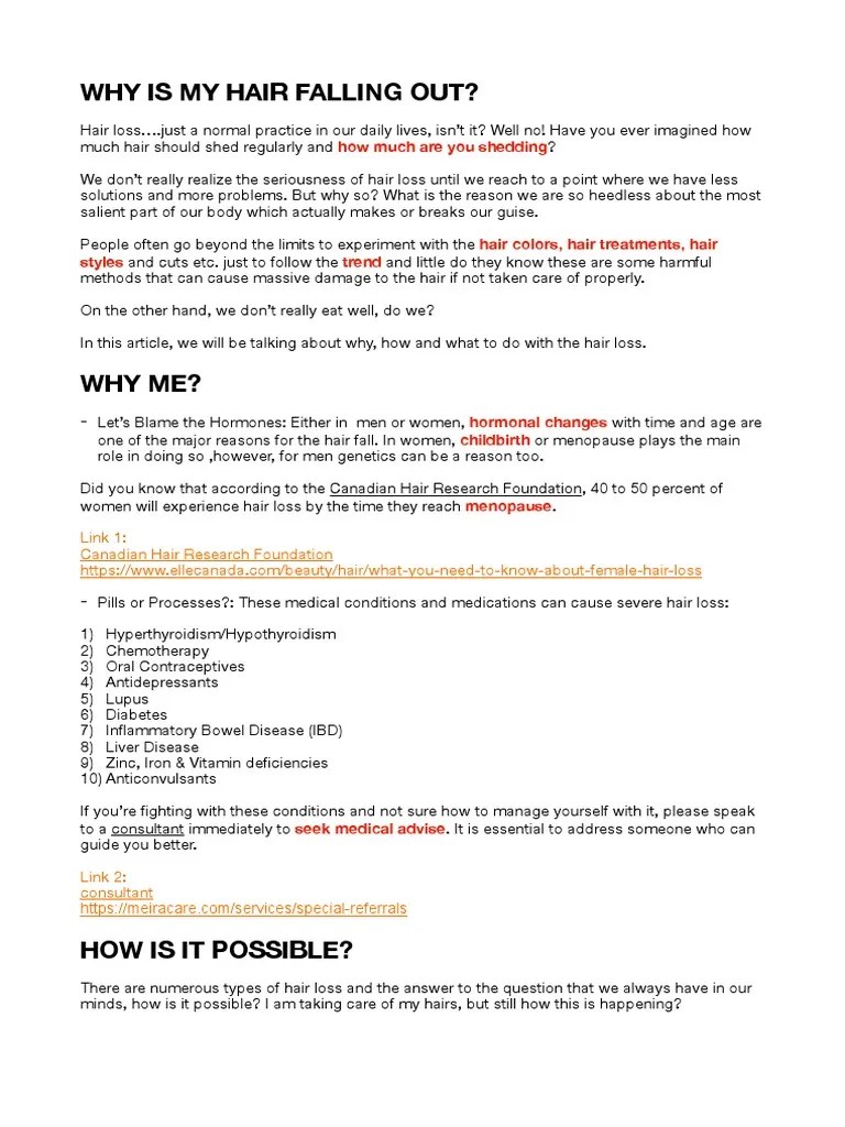 Why Is My Hair Falling Out? PDF Hair Loss Causes Of Death