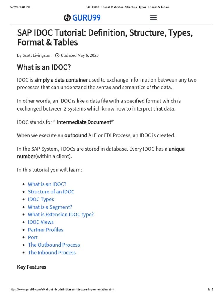 SAP IDOC Tutorial_ Definition, Structure, Types, Format & Tables PDF