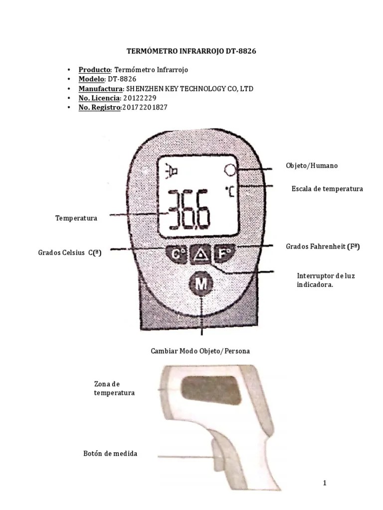 Manual Termómetro Infrarrojo DT 8826 PDF Temperatura Termómetro