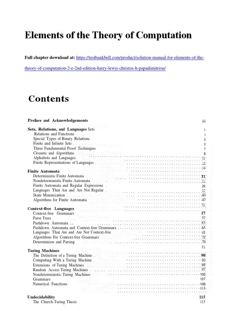 Solution Manual For Elements of The Theory of Computation 2 e 2nd