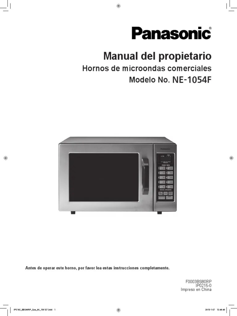 Panasonic Ne-1054f Manual de Uso | PDF | Microondas | Conduccion termica