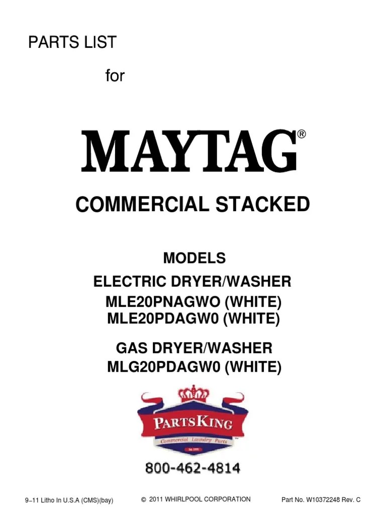 Maytag Stack Dryer 10534324 PDF Door Electrical Connector