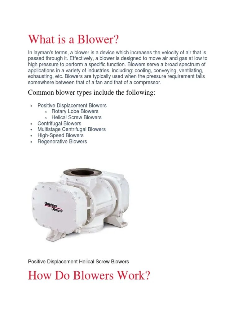 What Is A Blower | PDF | Pump | Mechanical Engineering
