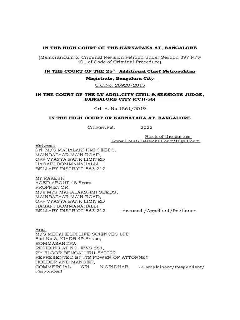 Criminal Revision Petition Mudduraj PDF Judgment (Law) Trials
