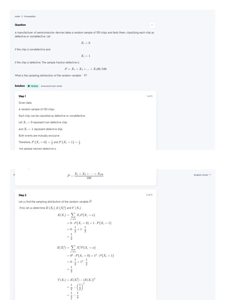 0912 A Manufacturer of Semiconductor Devices Takes A Random Sampl