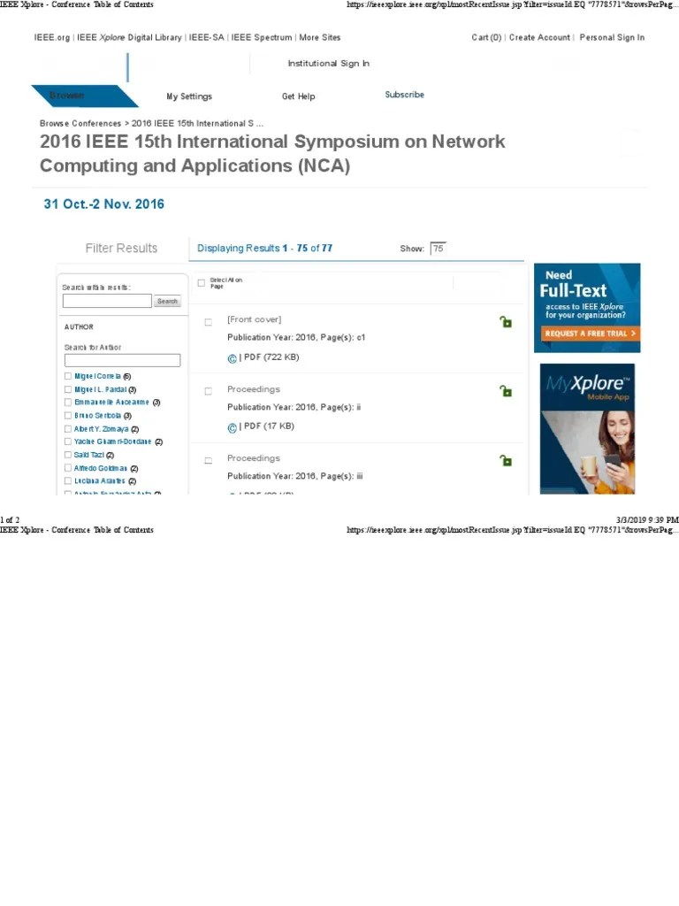 IEEE Xplore Conference Table of Contents PDF Computer Science