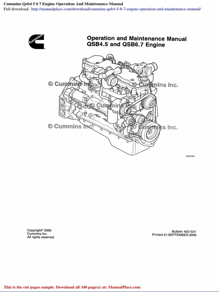 Cummins Qsb4 5 6 7 Engine Operation and Maintenance Manual PDF