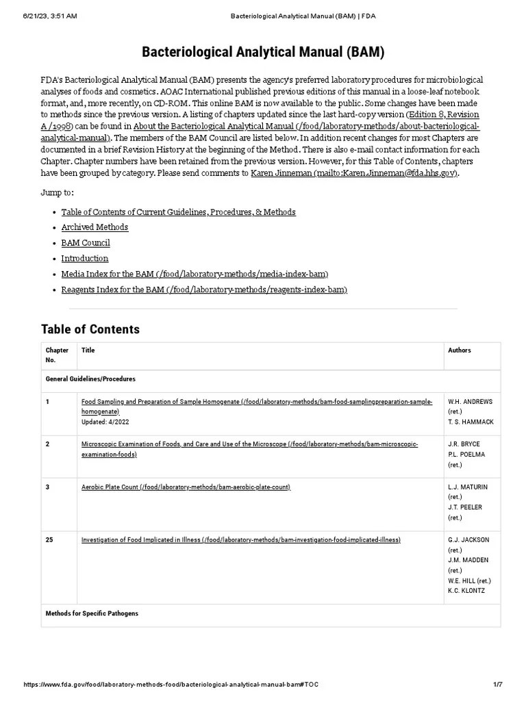 Bacteriological Analytical Manual (BAM) FDA PDF Polymerase Chain