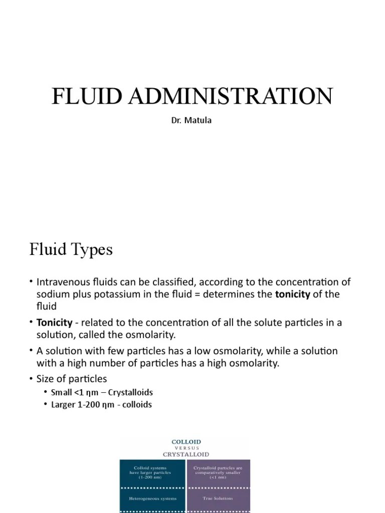 Fluid Administration PDF Physiology Diseases And Disorders