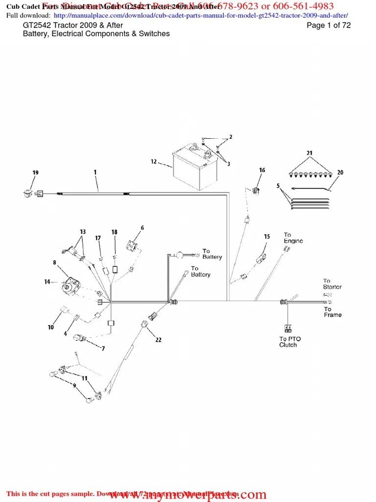 Cub Cadet Parts Manual For Model Gt2542 Tractor 2009 and After | PDF