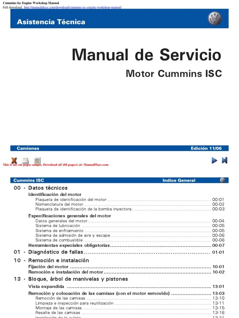 Cummins Isc Engine Workshop Manual | PDF | Inyección de combustible | Bomba
