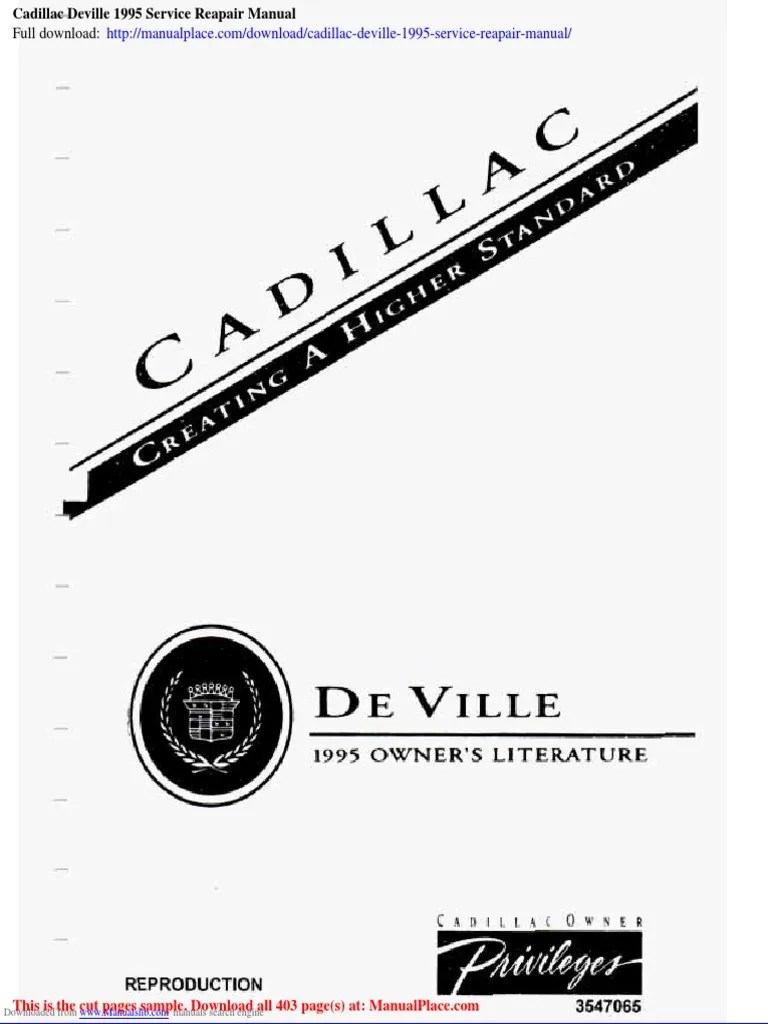 Cadillac Deville 1995 Service Reapair Manual | PDF | Car | Manual
