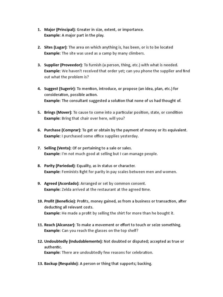 Vocabulario Unit 5 | PDF